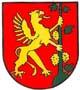 Wappen Großhöflein: gelber Flugdrache auf rotem Hintergrund